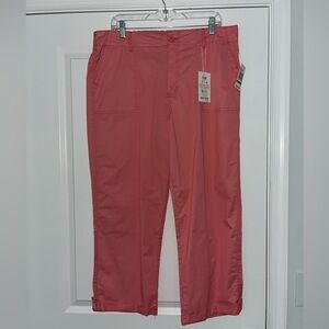 Kensie Crop Pants 14 Strawberry Pink NWT Cotton Pockets 36 waist